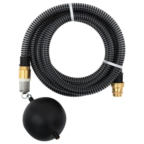 vidaXL Suction Hose with Brass Connectors Black 1.1" 10 m PVC
