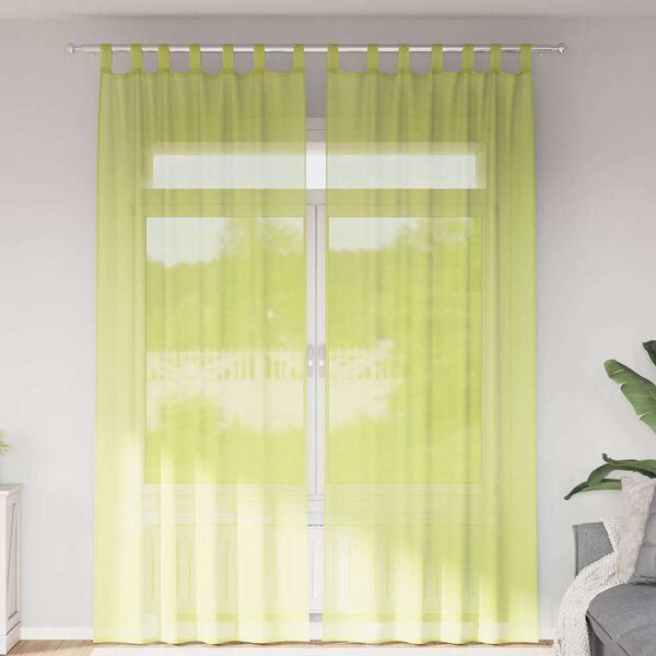 vidaXL Voile Curtains with Tab Top 2 pcs Apple Green