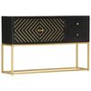 vidaXL Sideboard Black and Gold 120x30x75 cm Solid Mango Wood