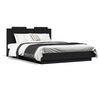 vidaXL Bed Frame with LED without Mattress Black 150x200 cm King Size