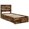 vidaXL Bed Frame with Drawer Smoked Oak 100 x 200 cm Engineered Wood