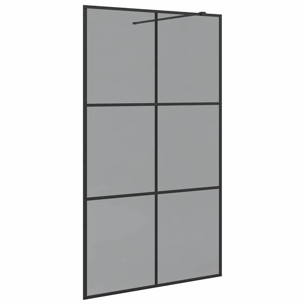 vidaXL Walk-in Shower Wall Black 115 x 195 cm Tempered Glass