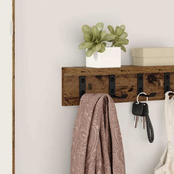 vidaXL Wall-Mounted Coat Rack Old Wood 40 x 10.5 x 10.5 cm