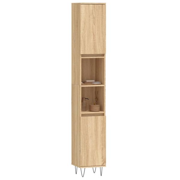 vidaXL Bathroom Cabinet Sonoma Oak 30x30x190 cm Engineered Wood