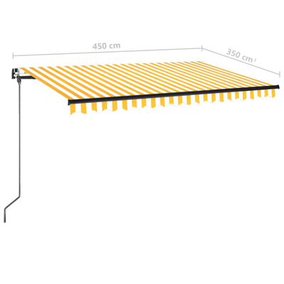 vidaXL Manual Retractable Awning with LED 450x350 cm Yellow and White