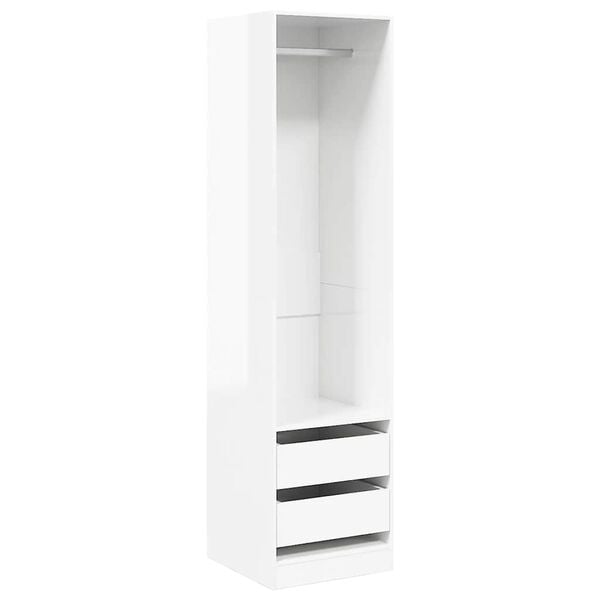 vidaXL Wardrobe with Drawers High Gloss White 50x50x200 cm Engineered Wood