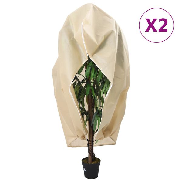 vidaXL Plant Fleece Covers with Zip 2 pcs 70 g/m² 1.55x1.55 m
