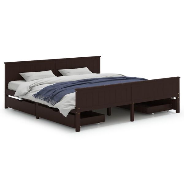vidaXL Bed Frame without Mattress Dark Brown 200x200 cm Solid Wood