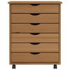 vidaXL Rolling Cabinet with Drawers MOSS Honey Brown Solid Wood Pine