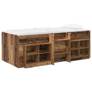 vidaXL Loft Bed Frame with Cabinet 3 pcs Old Wood Engineered Wood