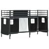 vidaXL Kids'Loft Bed Frame with Curtains Black 90 x 190 cm