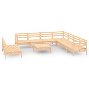 vidaXL 10 Piece Garden Lounge Set Solid Wood Pine
