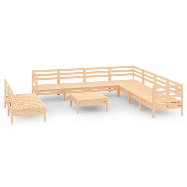vidaXL 10 Piece Garden Lounge Set Solid Wood Pine