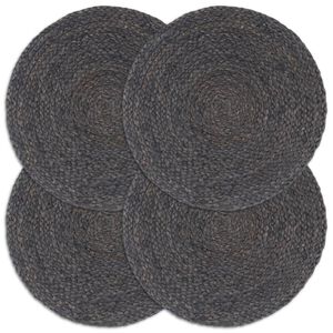 vidaXL Placemat | Set of 4 | Dark grey | Jute | 38 cm diameter | Non-slip