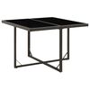 vidaXL Garden Table | Black | PE rattan, Powder-coated steel, Tempered glass