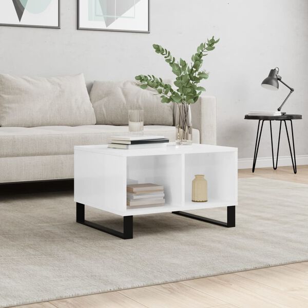 vidaXL Coffee Table High Gloss White 60x50x36.5 cm Engineered Wood