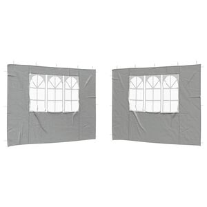 vidaXL Party Tent Sidewall 2 pcs 300 x 195 cm Light Grey PE and Steel