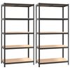 vidaXL 5-Layer Heavy-duty Shelves 2 pcs Grey Steel&Engineered Wood