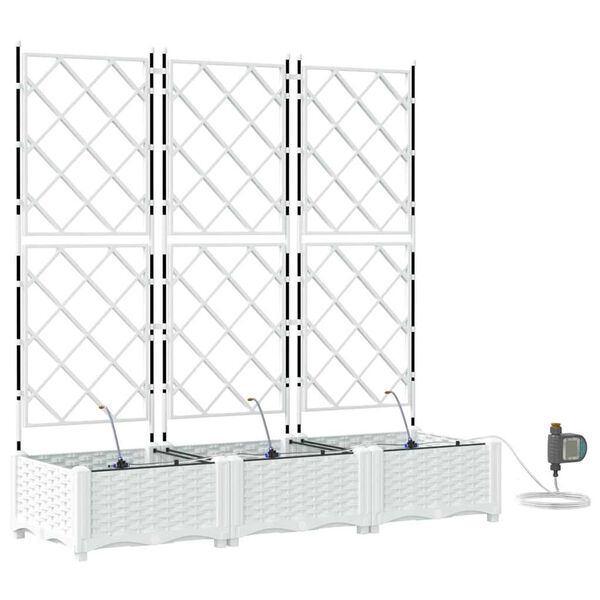 vidaXL Garden Planter 3 pcs White Steel