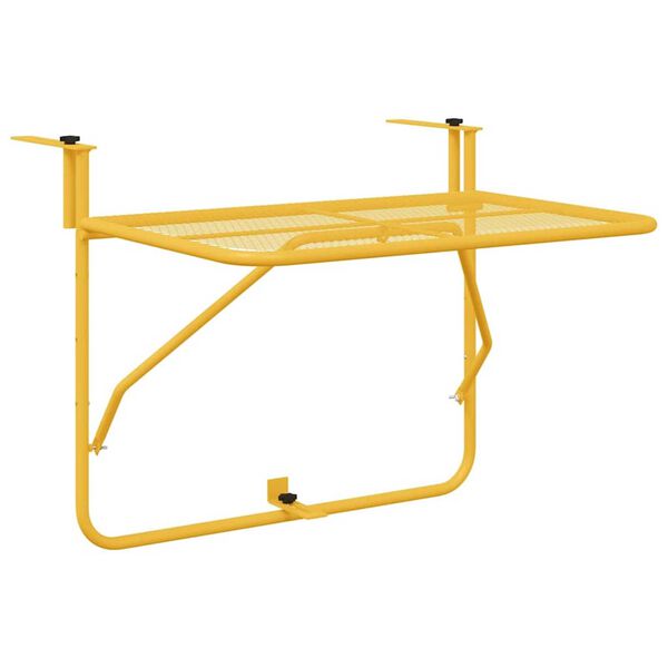 vidaXL Hanging Balcony Table Mustard 60 x 39 x 65 cm Steel