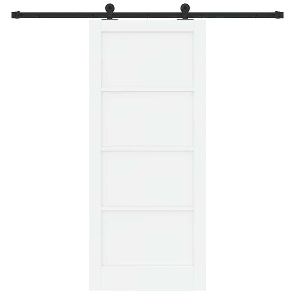 vidaXL Sliding Door White and Black 86 x 198.5 cm Solid Pine Wood