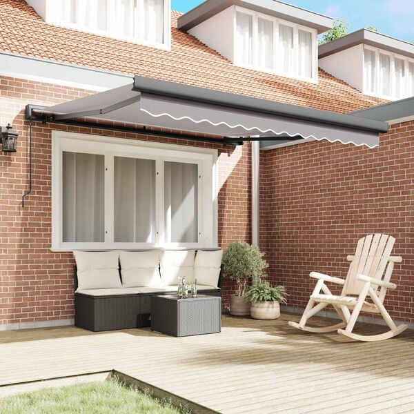 vidaXL Retractable Awning Light Grey 300 x 250 cm Fabric and Metal