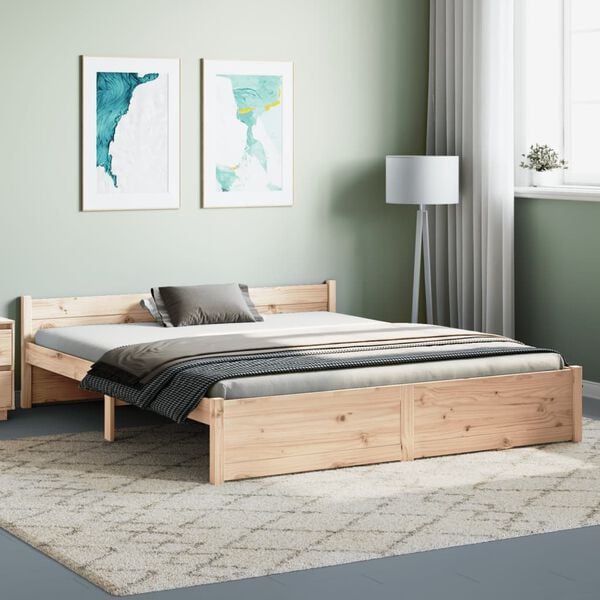 vidaXL Bed Frame without Mattress Solid Wood 150x200 cm King Size King Size