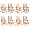 vidaXL Reclining Folding Chairs 8 pcs Beige Solid Wood Acacia