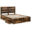 vidaXL Bed Frame with Drawer Smoked Oak 150 x 200 cm Engineer Wood