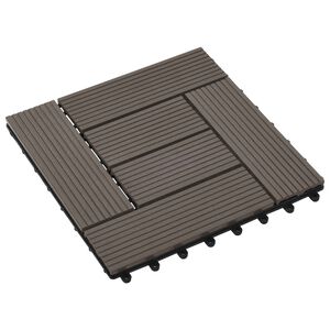 vidaXL Decking Tile 11 pcs Dark Brown 30 x 30 cm WPC