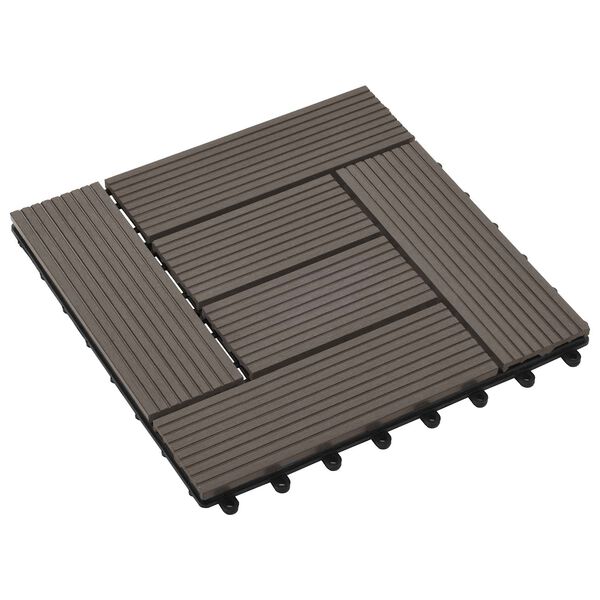 vidaXL Decking Tile 11 pcs Dark Brown 30 x 30 cm WPC