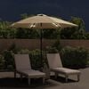 vidaXL Garden Parasol with LED Lights and Steel Pole 300 cm Taupe