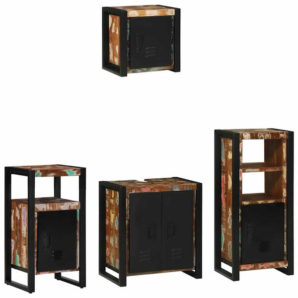 vidaXL Bathroom Furniture Set with Shelf 4 pcs Brown Solid Mango Wood