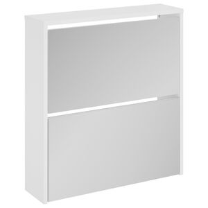 vidaXL Shoe Cabinet with Mirror 2-Layer High Gloss White 63x17x67 cm