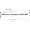 vidaXL Garden Fence with Hoop Top Steel 359x60 cm Black