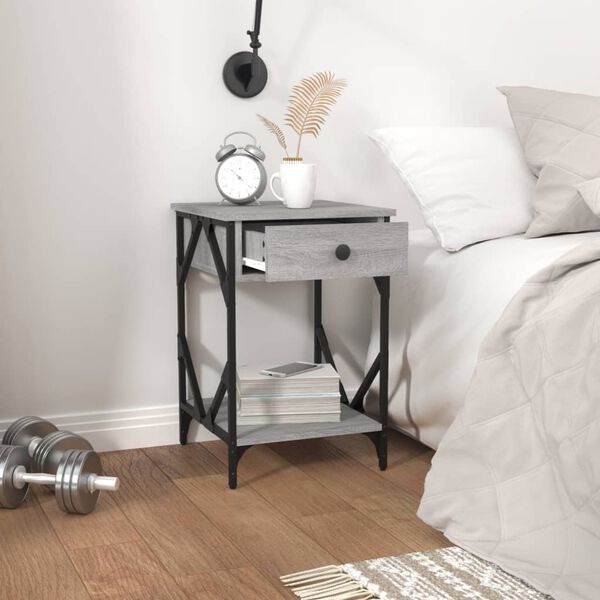 vidaXL Bedside Cabinet Grey Sonoma 40x42x60 cm Engineered Wood