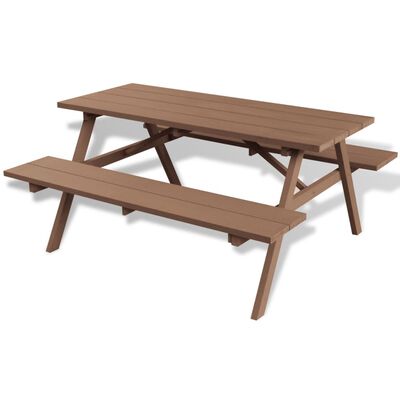 vidaXL Picnic Table with Benches Brown 150x139x72.5 cm WPC