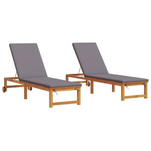 vidaXL Sun Lounger 2 pcs Brown 53 x 202 x 89cm Solid Acacia wood