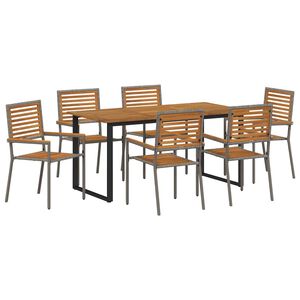 vidaXL Garden Dining Set 7 pcs Grey Solid Acacia Wood