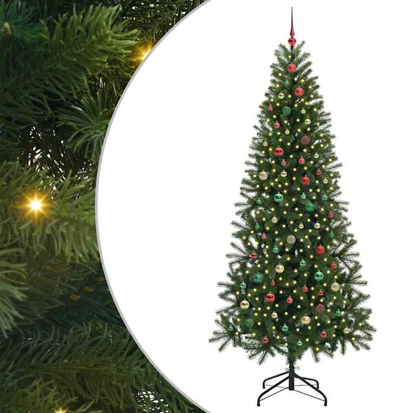 vidaXL Artificial Christmas Tree with 300 LEDs Green 240 cm PE and PVC
