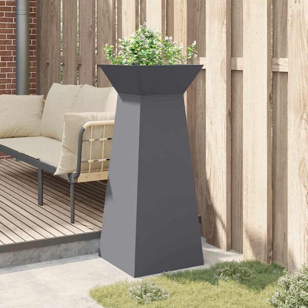 vidaXL Pillar Planter Anthracite 40 x 40 x 100 cm