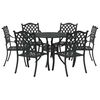 vidaXL Garden Dining Set 7 pcs Black 90 x 90 x 75 cm Cast Aluminium