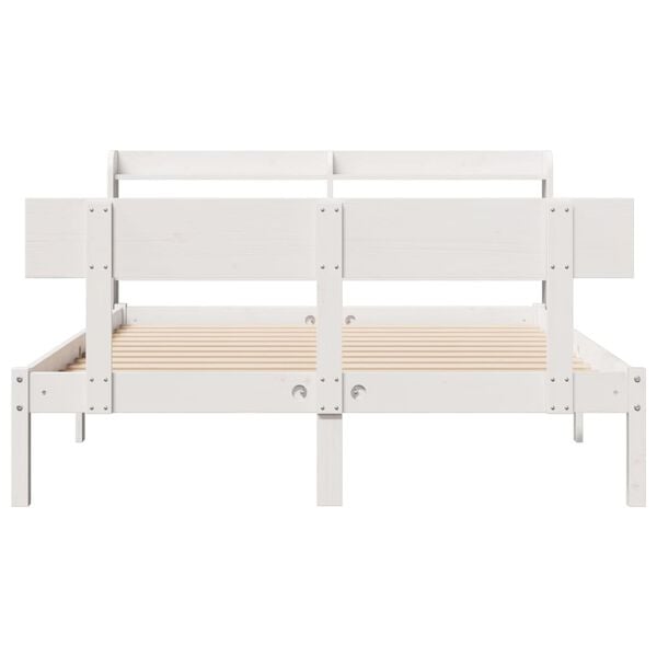 vidaXL Bed Frame without Mattress White 135x190 cm Double Solid Wood Pine