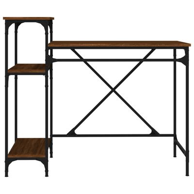 vidaXL Desk with Shelves Brown Oak 105x50x90 cm Engineered Wood&Iron