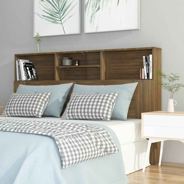 vidaXL Headboard Cabinet Brown Oak 160x19x103.5 cm