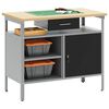 vidaXL Workbench Black and grey 100 x 55 x 85 cm Powder-coated steel