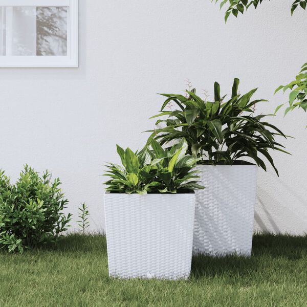vidaXL Planter with Removable Inner White 21 / 32 L PP Rattan