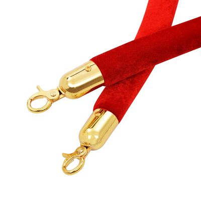 vidaXL Stanchion Stand Rope Red and Golden Velvet