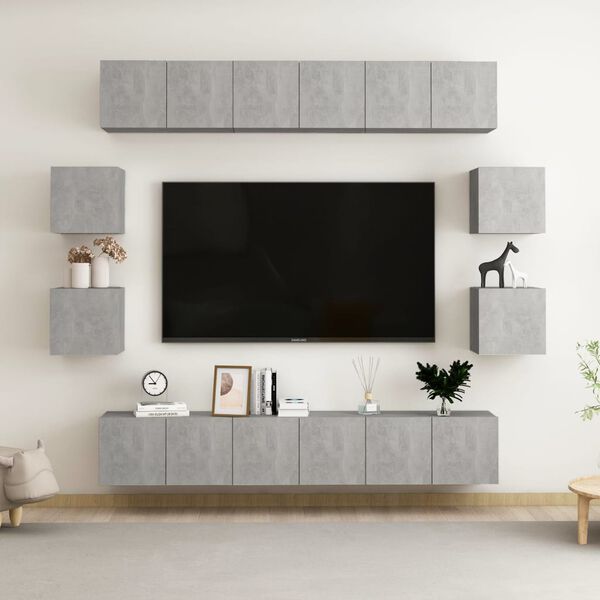 vidaXL 10 Piece TV Cabinet Set Concrete Grey Engineered Wood