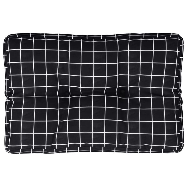 vidaXL Pallet Cushion Black Check Pattern 60x40x12 cm Fabric